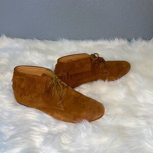 Ulla Johnson Adelaide Tan Suede Fringe Booties